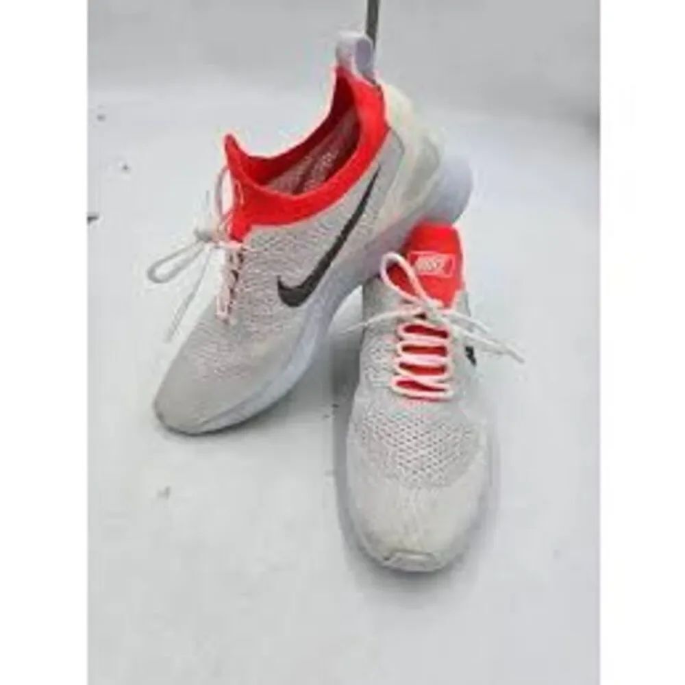 Nike Men's 11.5 Air Zoom Mariah Flyknit Racer Platinum Orange White Running Shoe